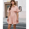 image:imageShy Velvet Womens Mini Shirt Dress Casual Button Down Short Sleeve Collared Summer DressesPink