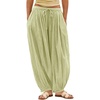 image:imageShy Velvet Women Linen Blend Pants Lightweight Drawstring Elastic Waist Boho Summer Beach Vacation Pants with PocketsSage Green