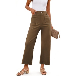 image:imageShy Velvet Womens Crop Wide Leg Pants High Waisted Stretchy Comfort Fabric Capri Pants for WomenBrown