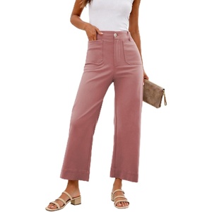 image:imageShy Velvet Womens Crop Wide Leg Pants High Waisted Stretchy Comfort Fabric Capri Pants for WomenPink
