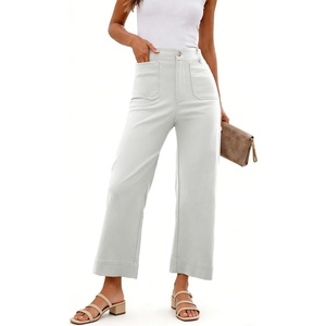 image:imageShy Velvet Womens Crop Wide Leg Pants High Waisted Stretchy Comfort Fabric Capri Pants for WomenWhite